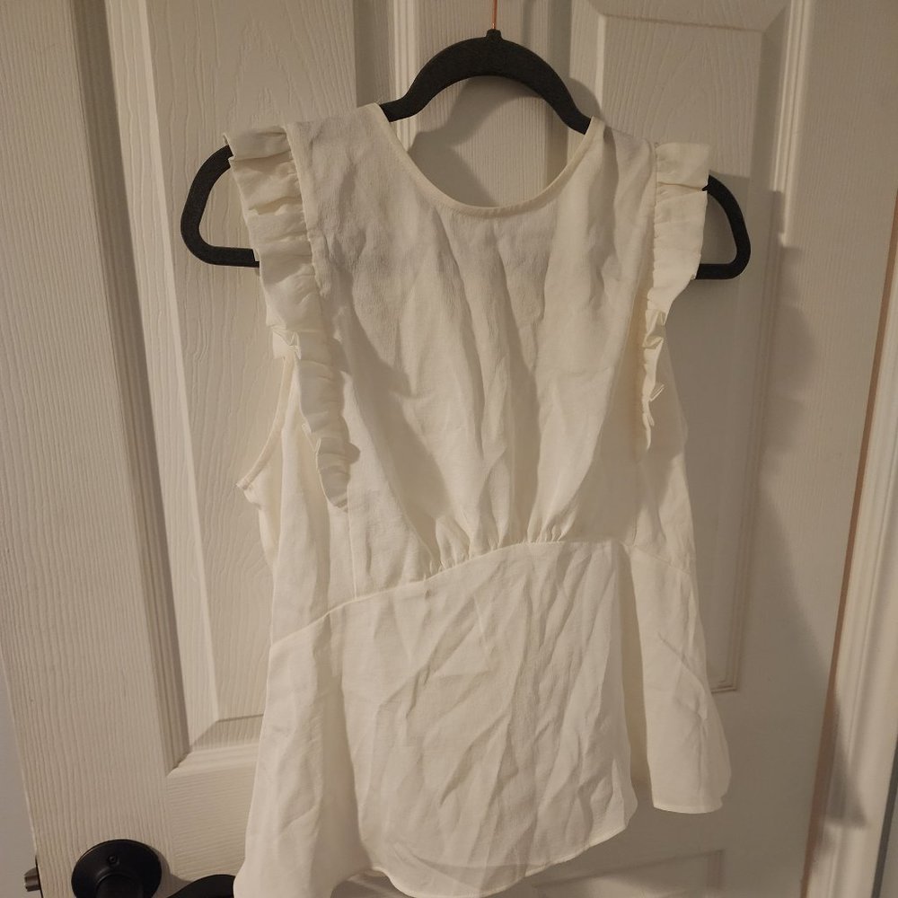 Peplum highneck white top